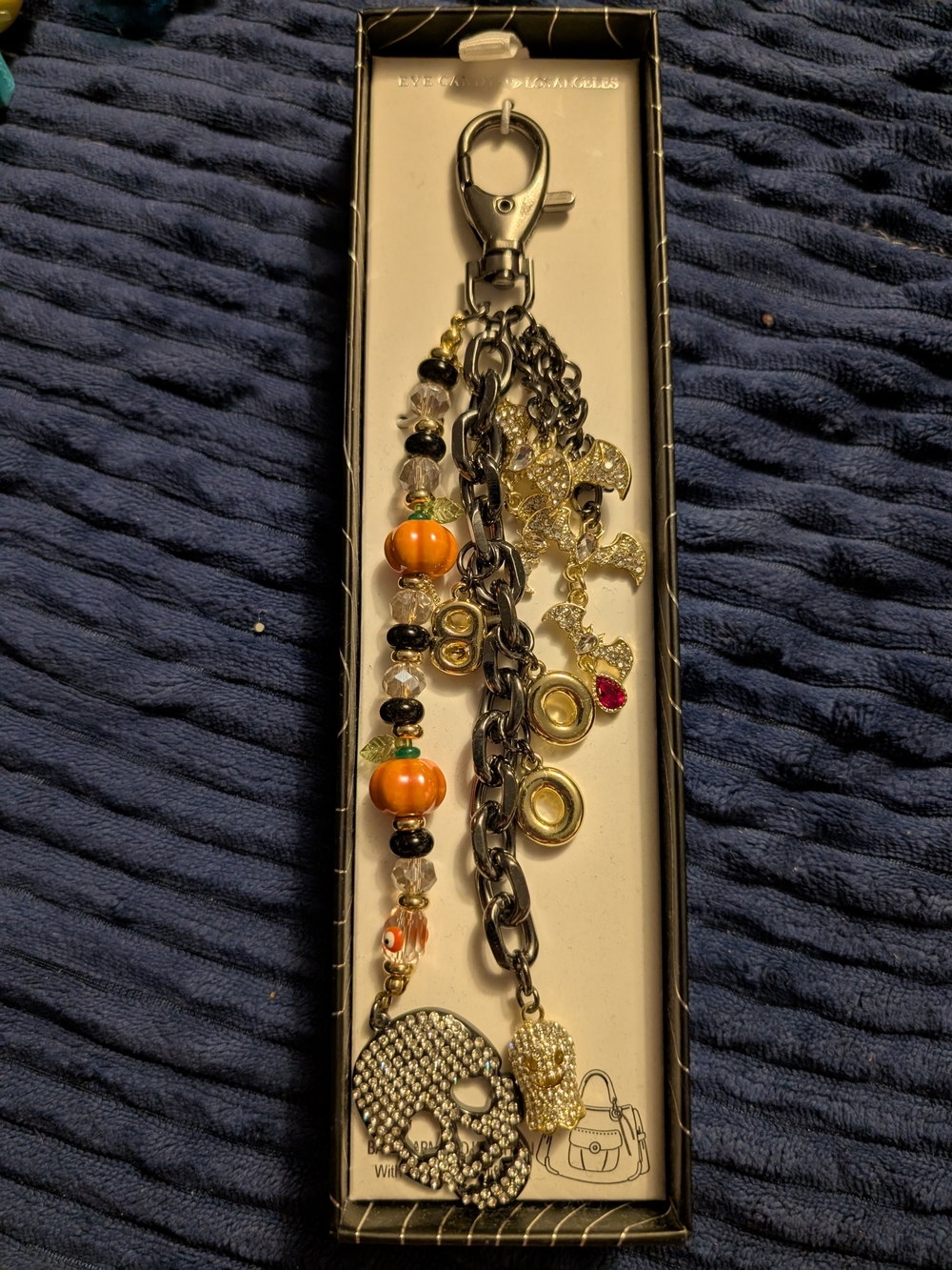 NIB! Limited Edition Eye Candy LA "Boo Bling" Bats, Beads  Skull  Bag Charm